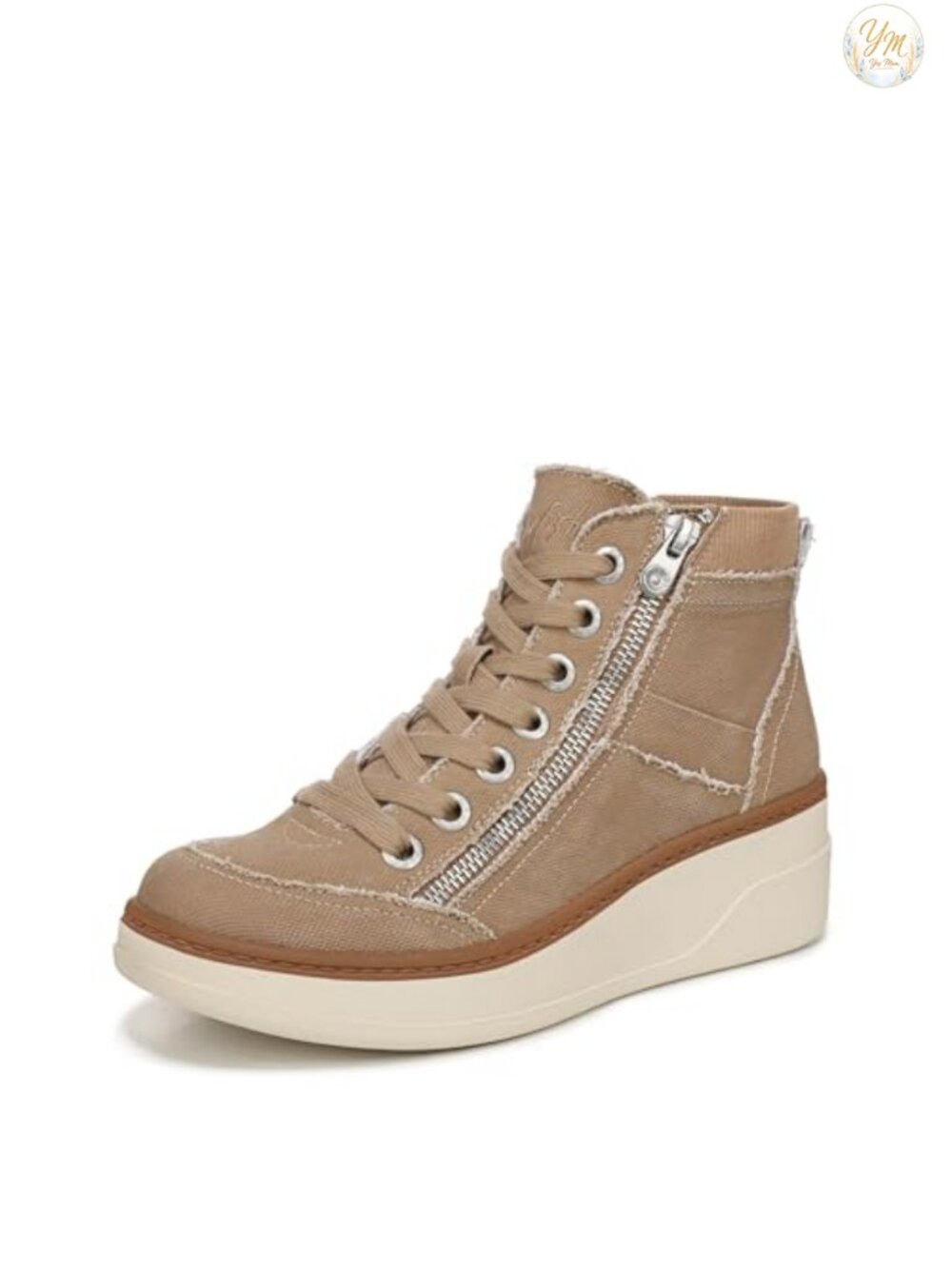 Vegan Fabric & Stretch Hi Top Wedge Sneaker with Zipper